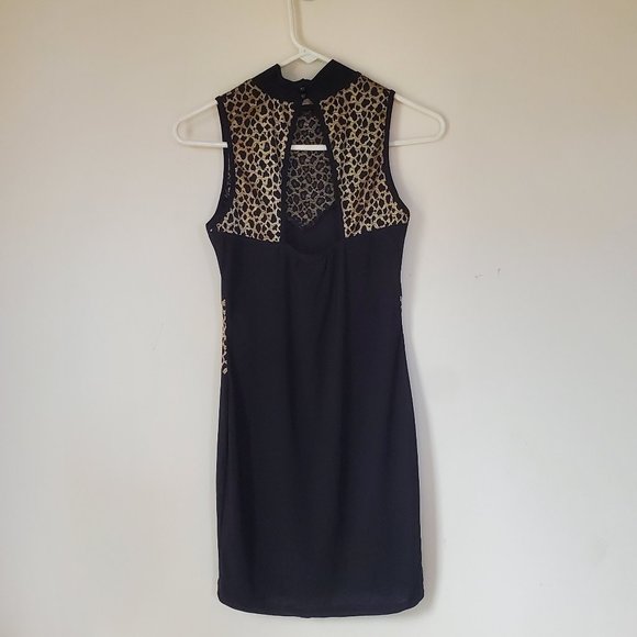 Saboro Black Dress with Leopard Print Design - Picture 4 of 7